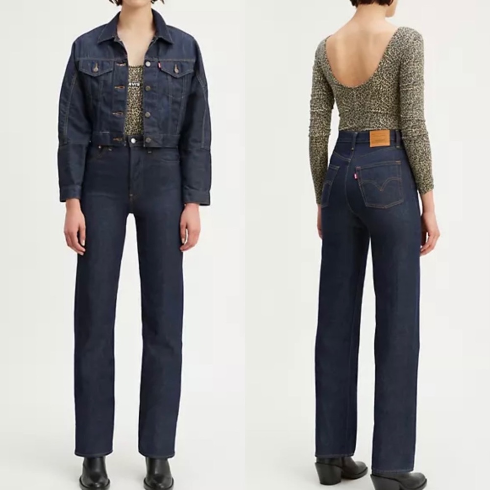 NWT Levi’s Ribcage Straight Dark Wash High Rise - Picture 2 of 10